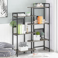 6-Tier Adjustable Wood and Metal Bookshelf White Gold E90814