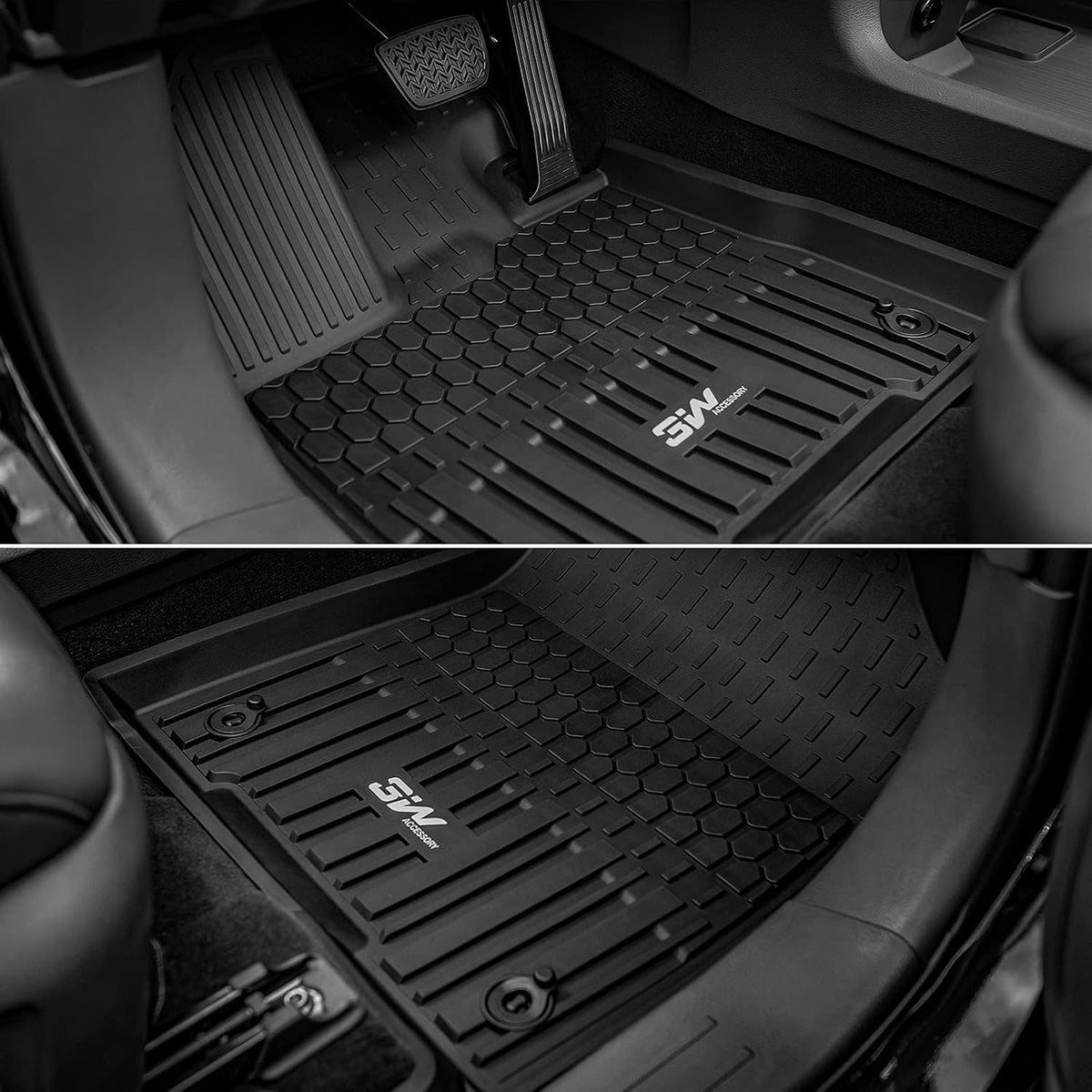 3W Floor Mats Compatible for Toyota Sienna (2021-2022) 8 Seat TPE All Weather Custom Fit Floor Liner for Toyota Sienna 1st, 2nd and 3rd Row Full Set Car Liners, Black ( Not for 7 Seat) P460485