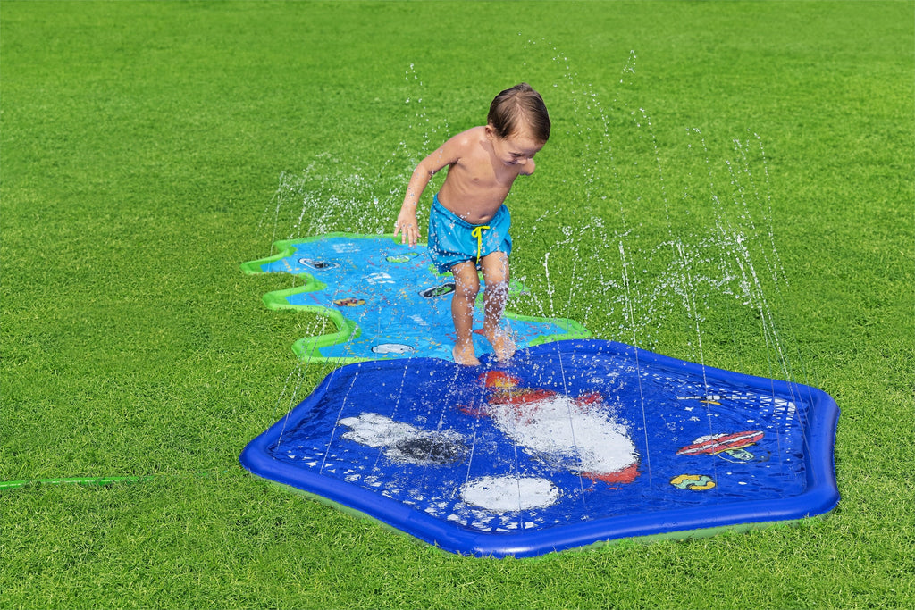 Kids Sprinkler Splash Pad and Inflatable Water Slide W83203