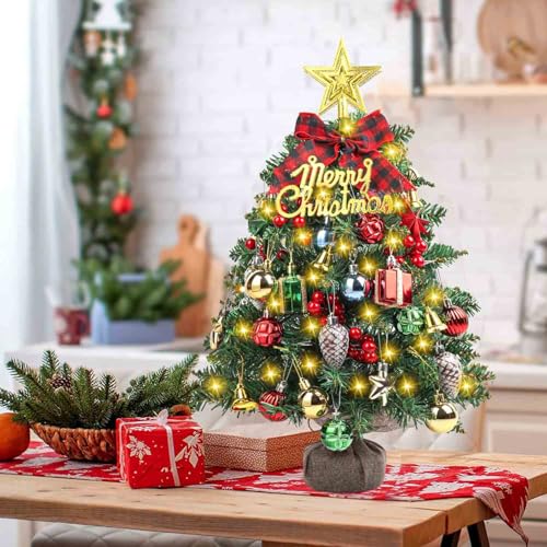 2FT Small Tabletop Mini Artificial Christmas Tree with Lights H1424