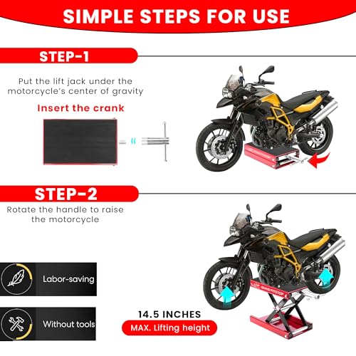Motorcycle Powersports Stand Lift Scissor Jack Steel 1100 LBS Capacity Red W9546