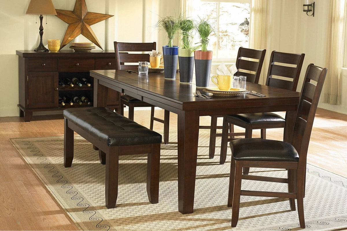 5pc Dining Set with Self-Storing Leaf Dark Oak R8286