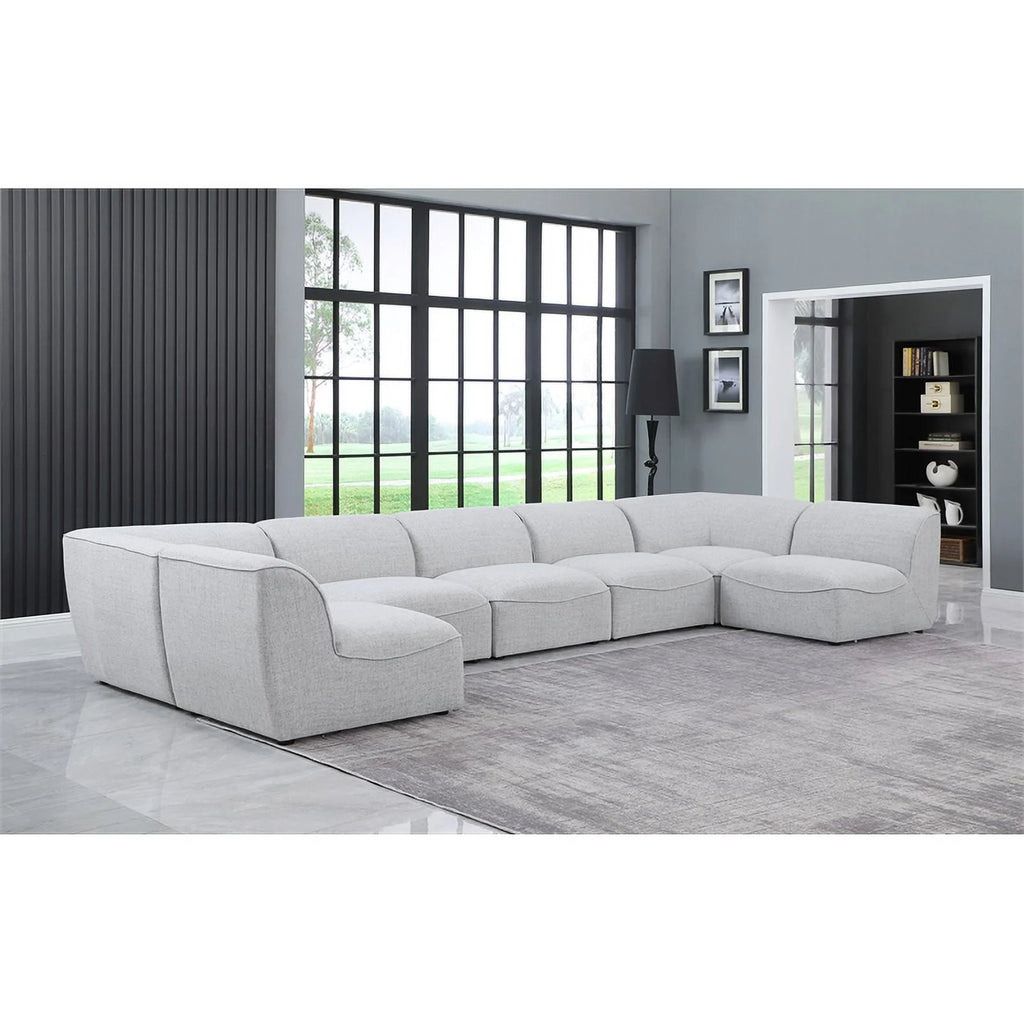 Grey Linen Textured Modular Sectional G370