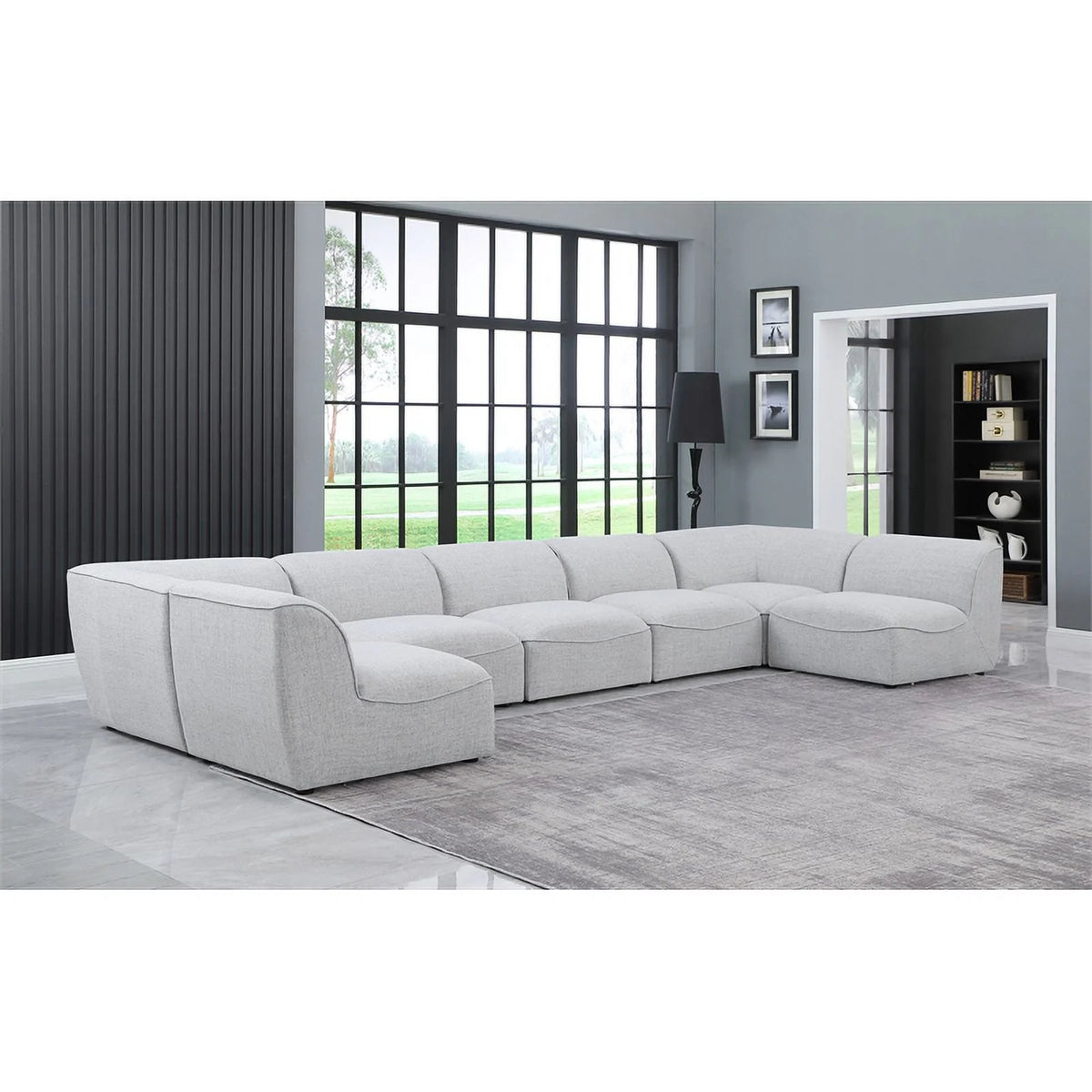 Grey Linen Textured Modular Sectional G370