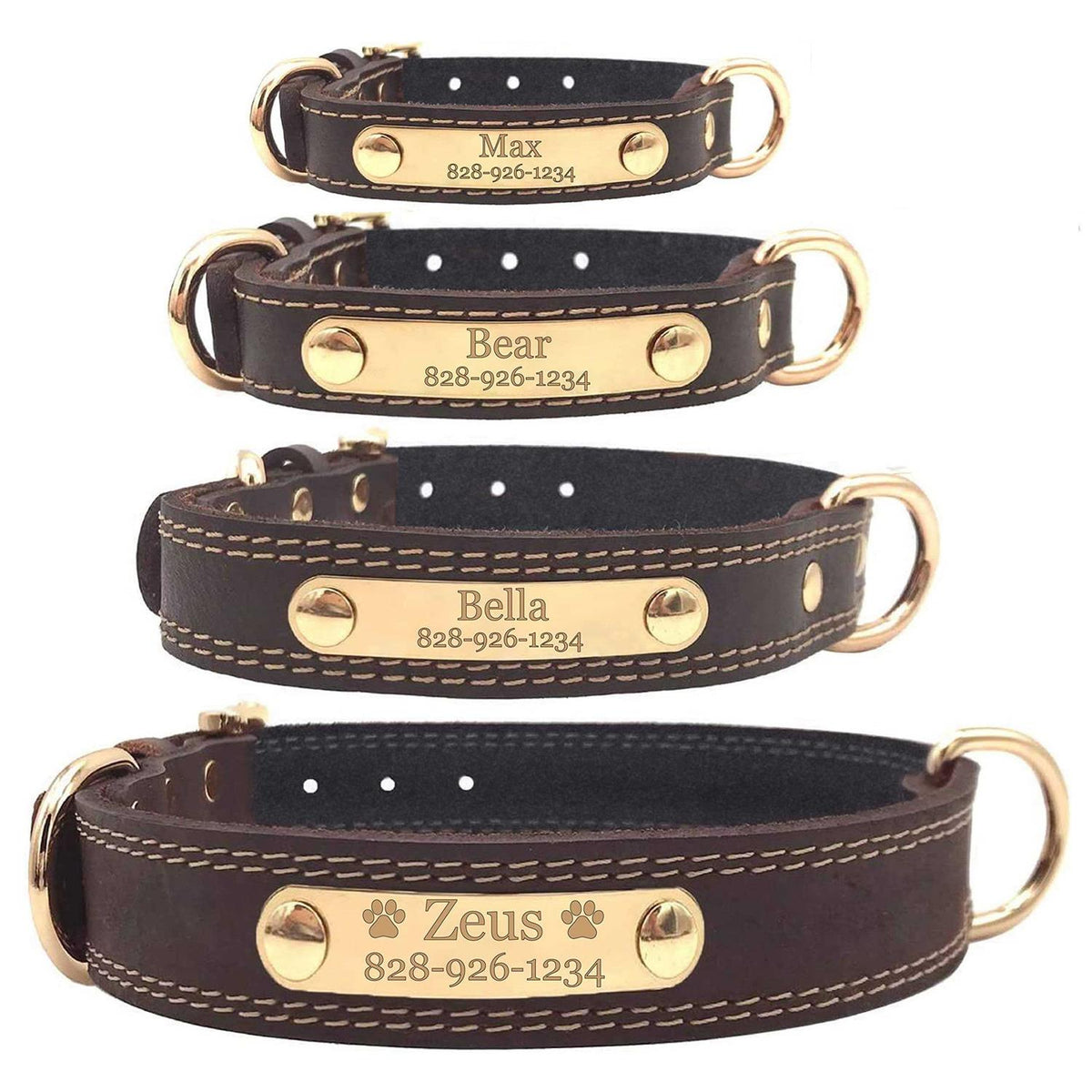 Personalized Engraved Soft Leather Dog Collar J928