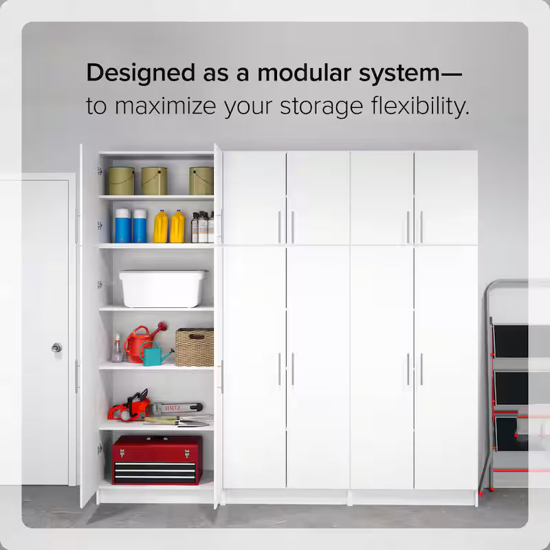 White Wood Freestanding Garage Cabinet U85079