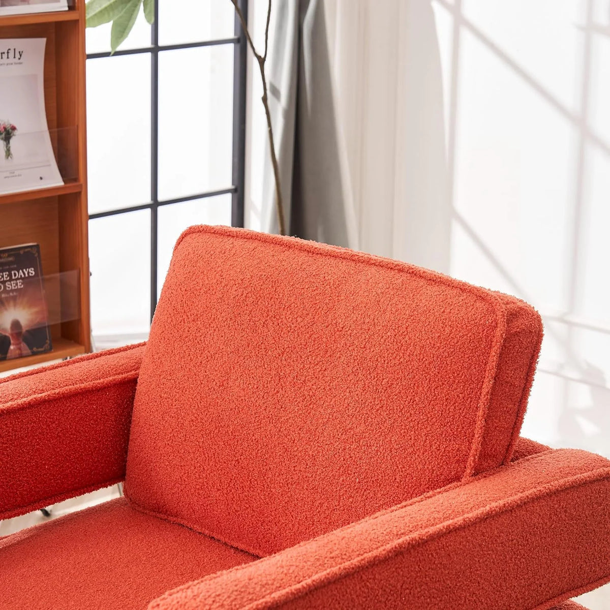 Orange Swivel Accent Chair with Pillow W504
