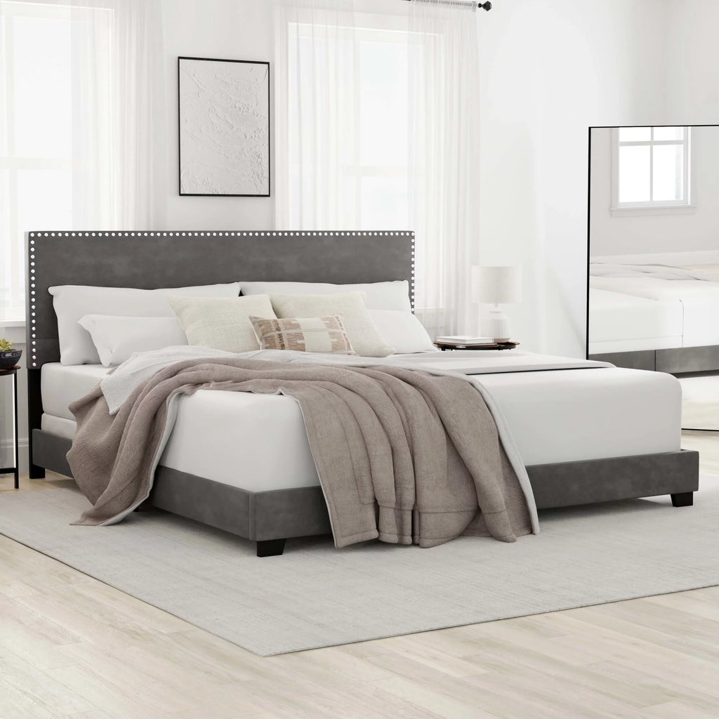 Charcoal Fabric Upholstered Queen Bed M67974