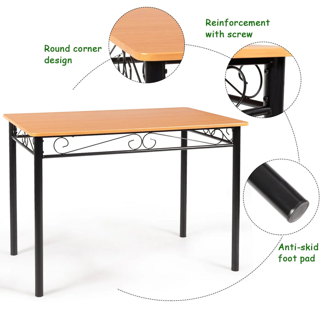 5 PC Wood Metal Dining Set with Table and 4 Chairs B28321