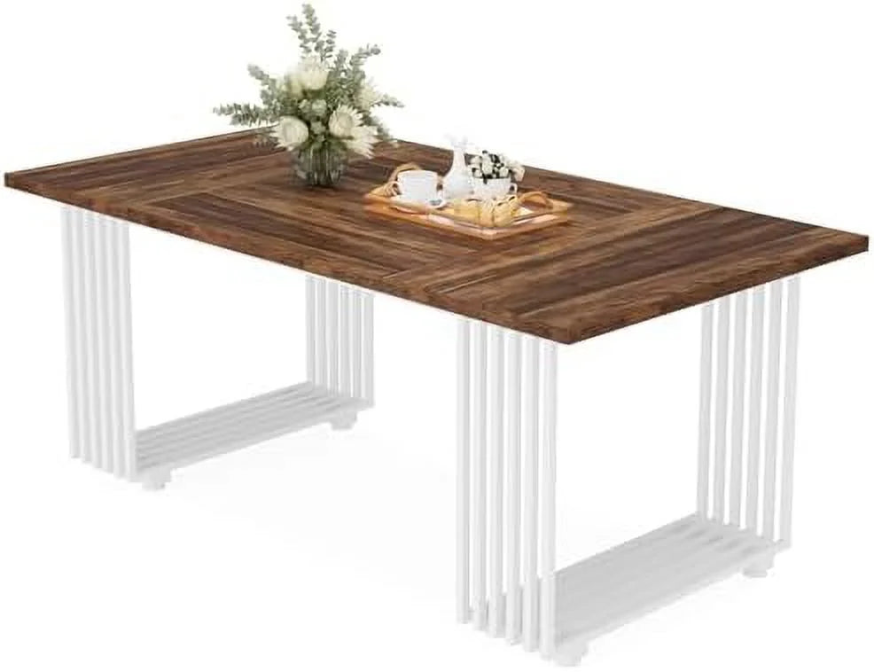 White 70.8 Inch Dining Table with Gold Metal Legs X56780
