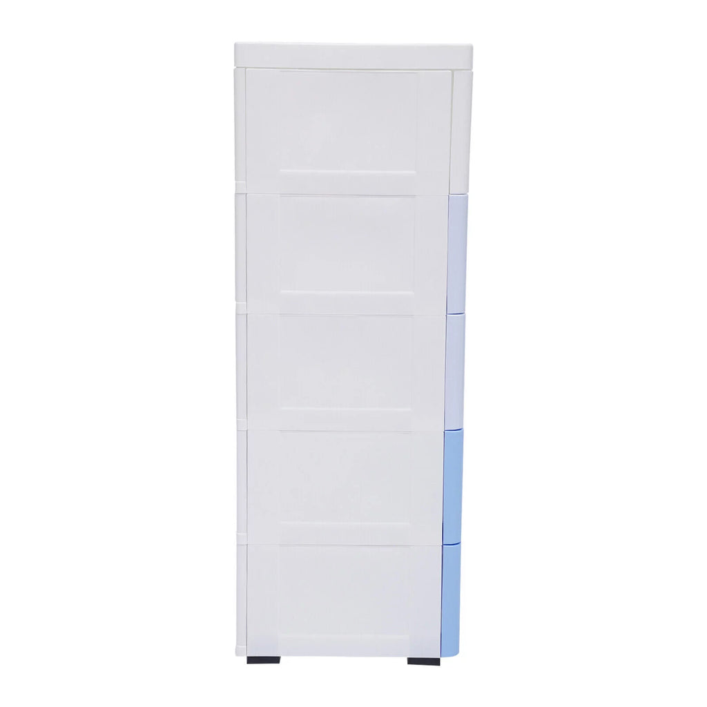 5 Plastic Drawers Dresser with Wheels Gradient Blue X51748