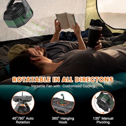Portable Rechargeable Camping Fan with LED Lantern Z7915