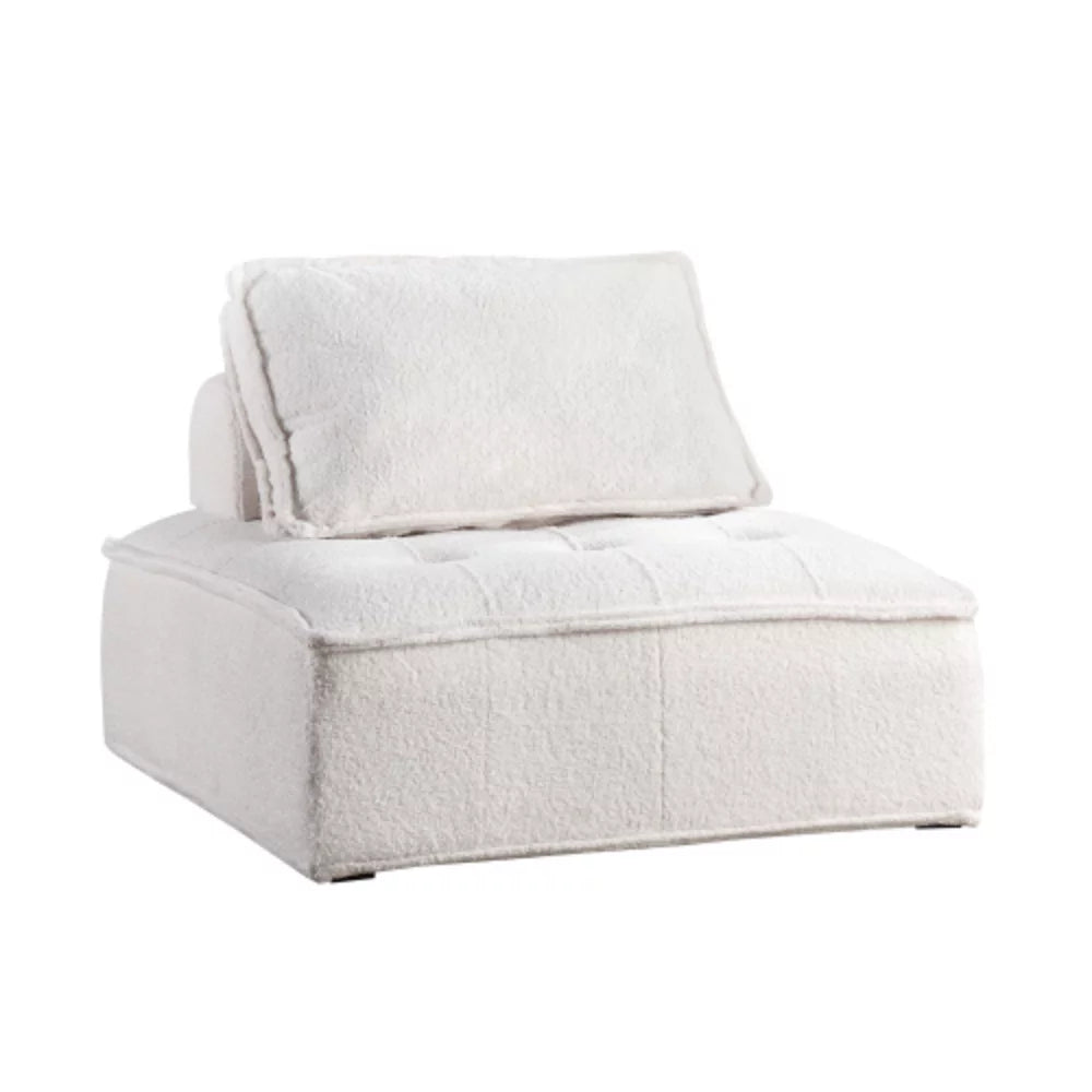 White Lambskin Sherpa Oversized Armless Accent Chair W784622