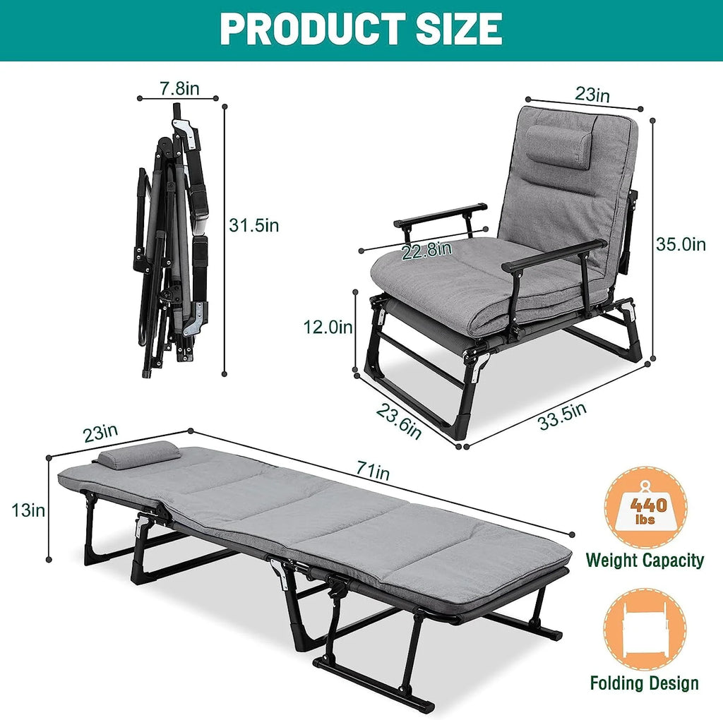 3 in 1 Folding Camping Cot Bed with Mattress & Pillow F48018