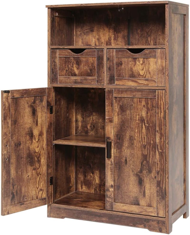 Dark Brown Storage Cabinet with 2 Drawers and 2 Shelves F38644