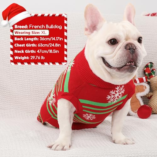 Dog Christmas Sweater with 3D Reindeer Pattern Knitted Pet Clothes B507