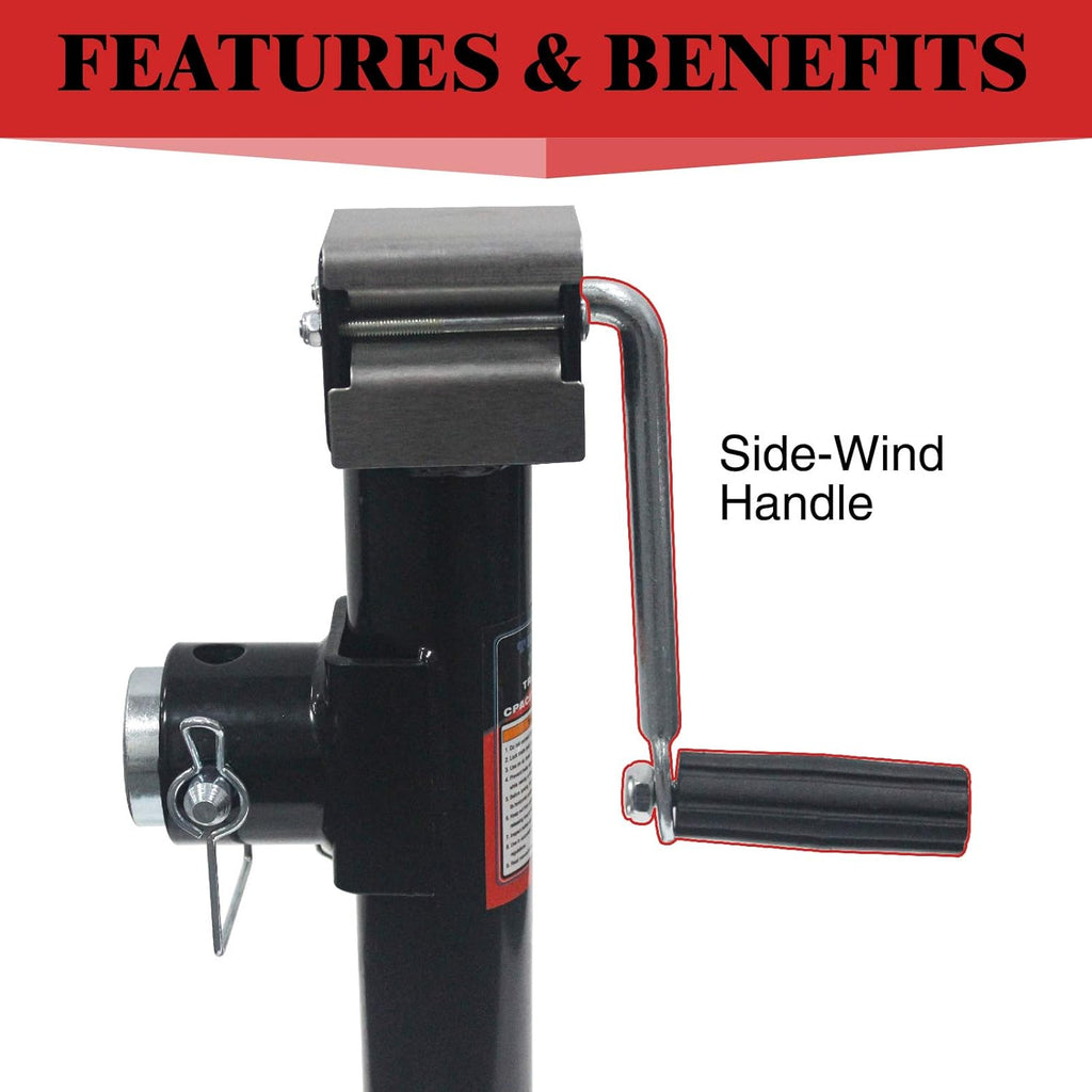 Side Wind Weld-On Pipe-Mount Swivel Trailer Jack 5000 lbs 10 Inches Vertical Travel A3 Steel Pack of 2 H990
