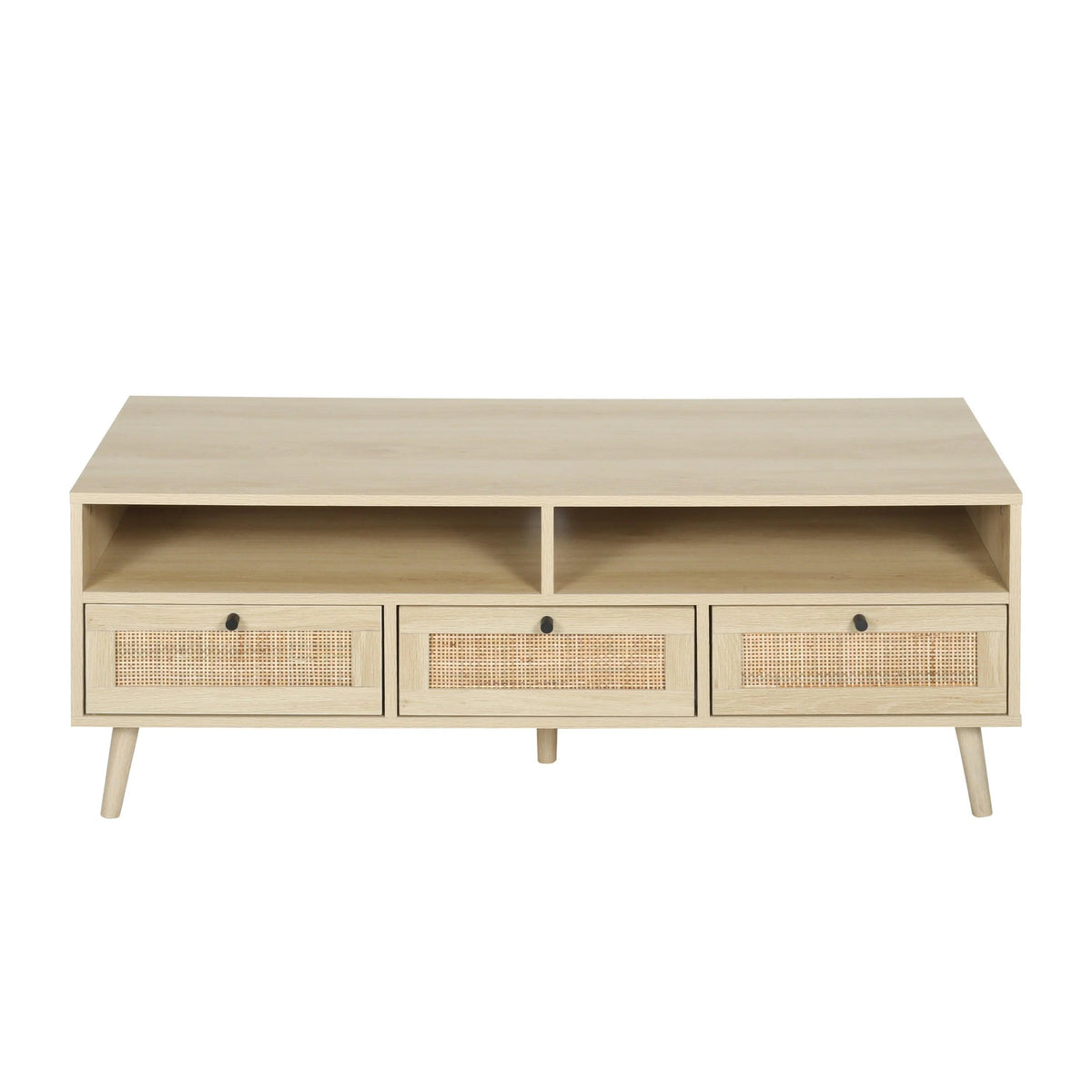 Rattan TV Stand with Solid Wood Feet B582842