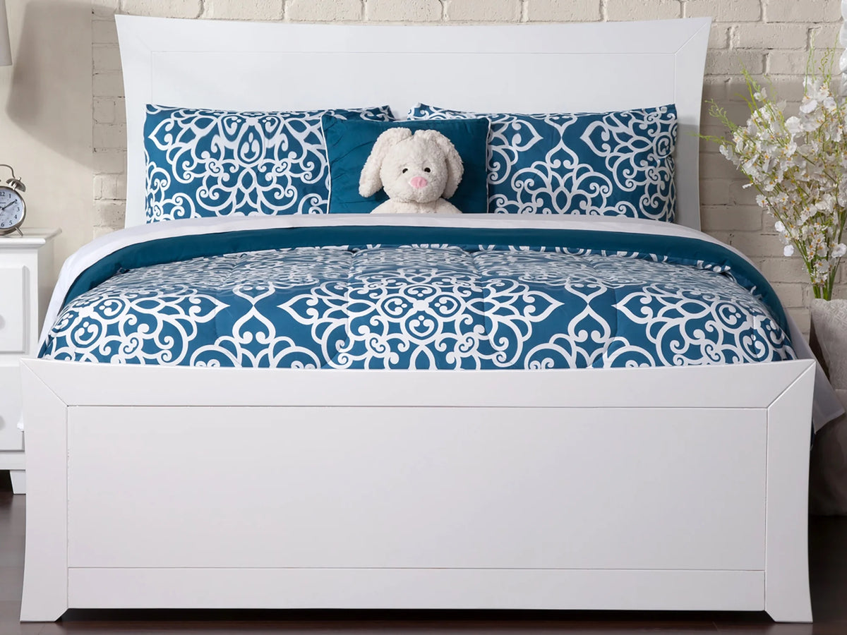 Twin XL White Wood Platform Bed with Headboard and Footboard C319433