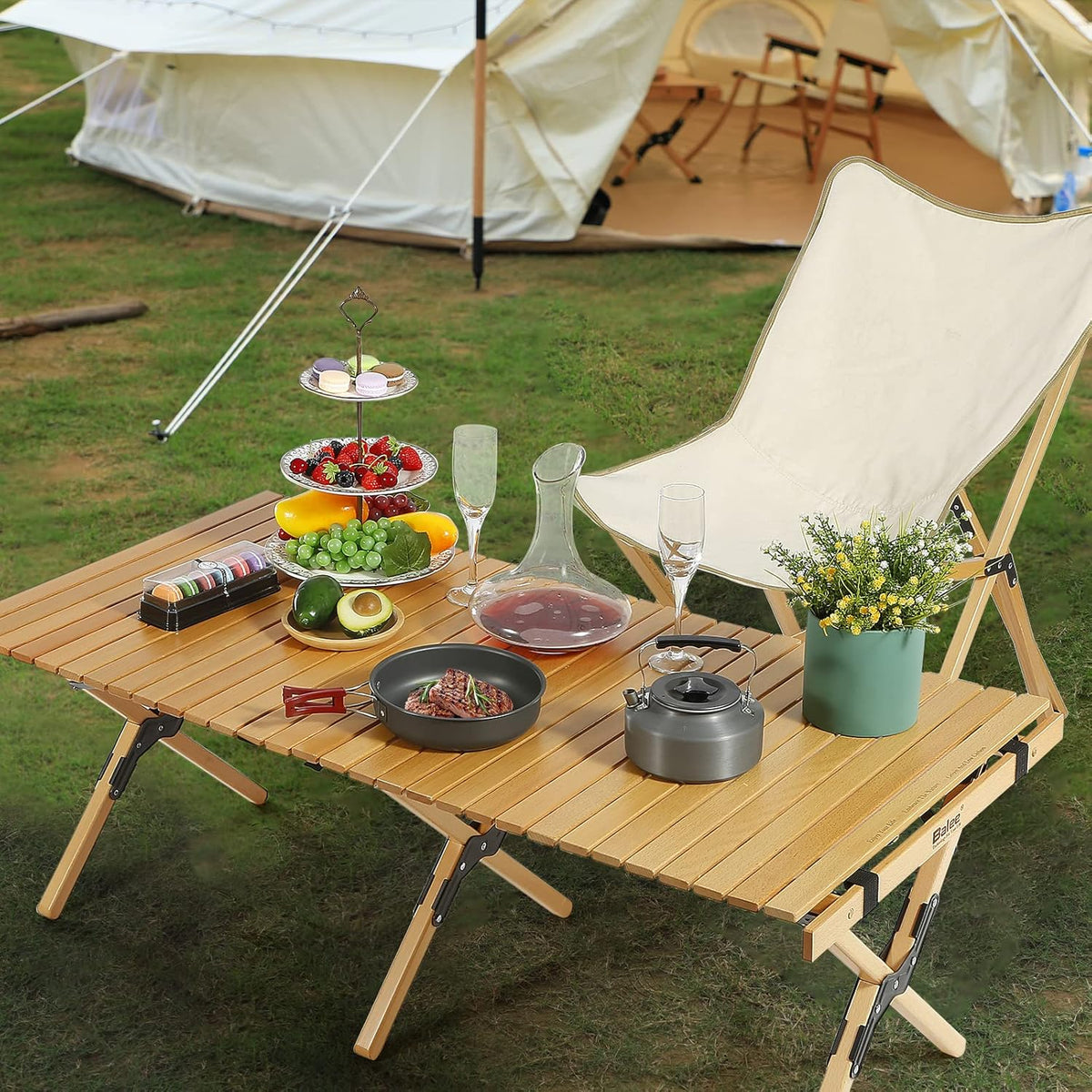 4ft Foldable Wooden Picnic Table with Carry Bag S8950