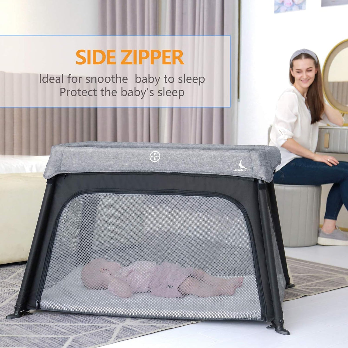 Portable Foldable Travel Crib with Carry Bag N72459