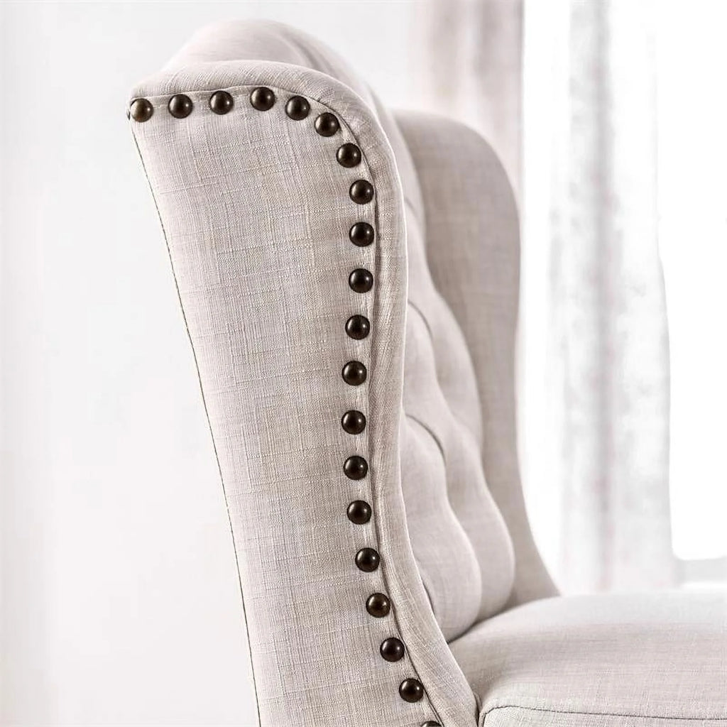 Beige Fabric Bar Chair Set of 2 W983