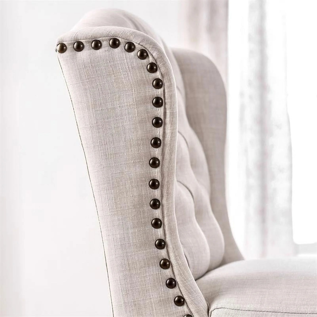 Beige Fabric Bar Chair Set of 2 W983