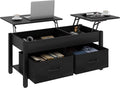 Lift Top Coffee Table with 2 Drawers and Open Side Shelf G55194