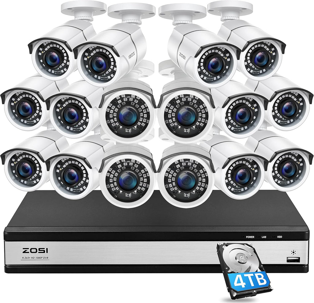 16 Channel 1080p Security Camera System with 4TB Hard Drive and 120ft Night Vision D774
