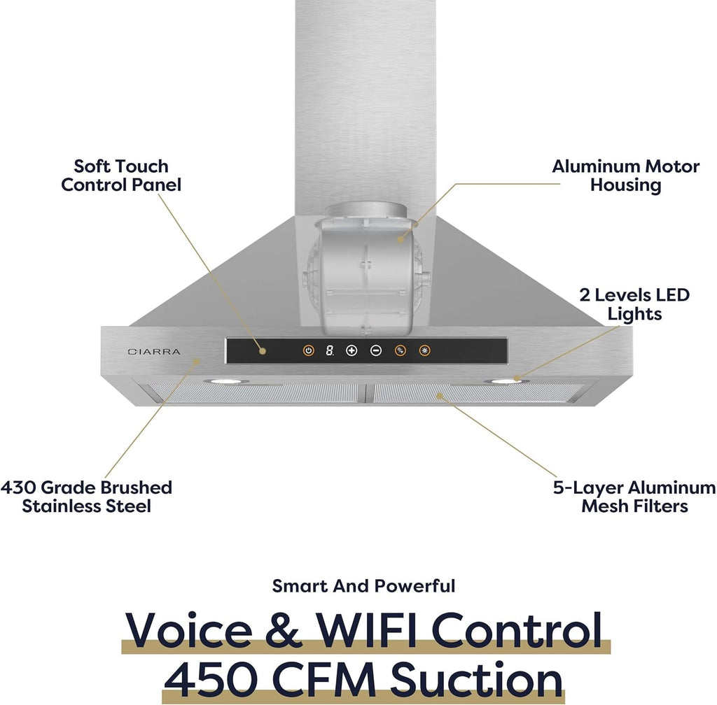 30 inch Stainless Steel Smart Range Hood V5879