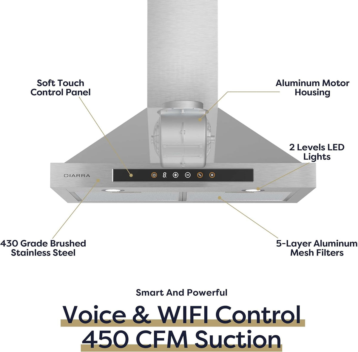 30 inch Stainless Steel Smart Range Hood V5879