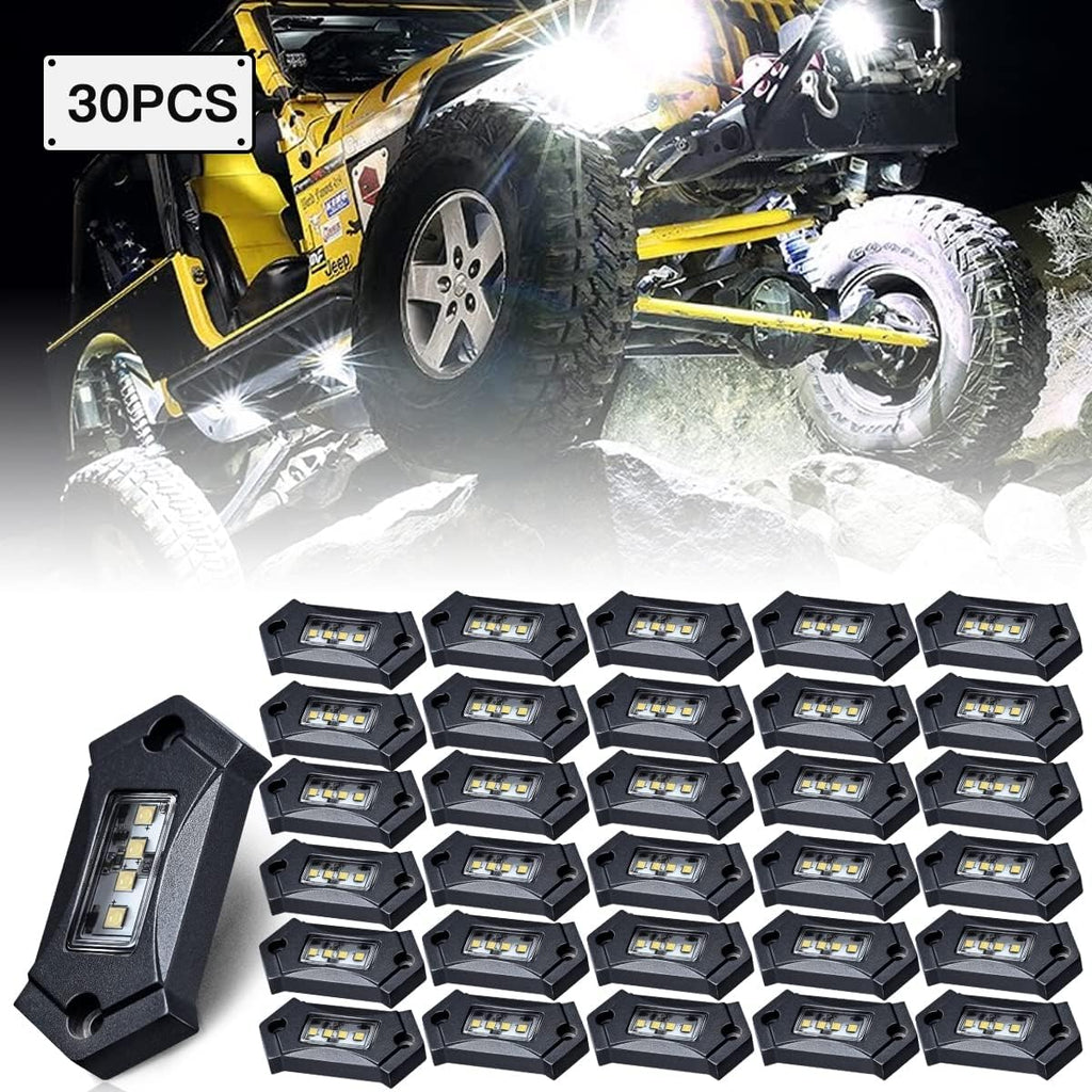 White 16Pods LED Rock Lights IP68 Waterproof E738