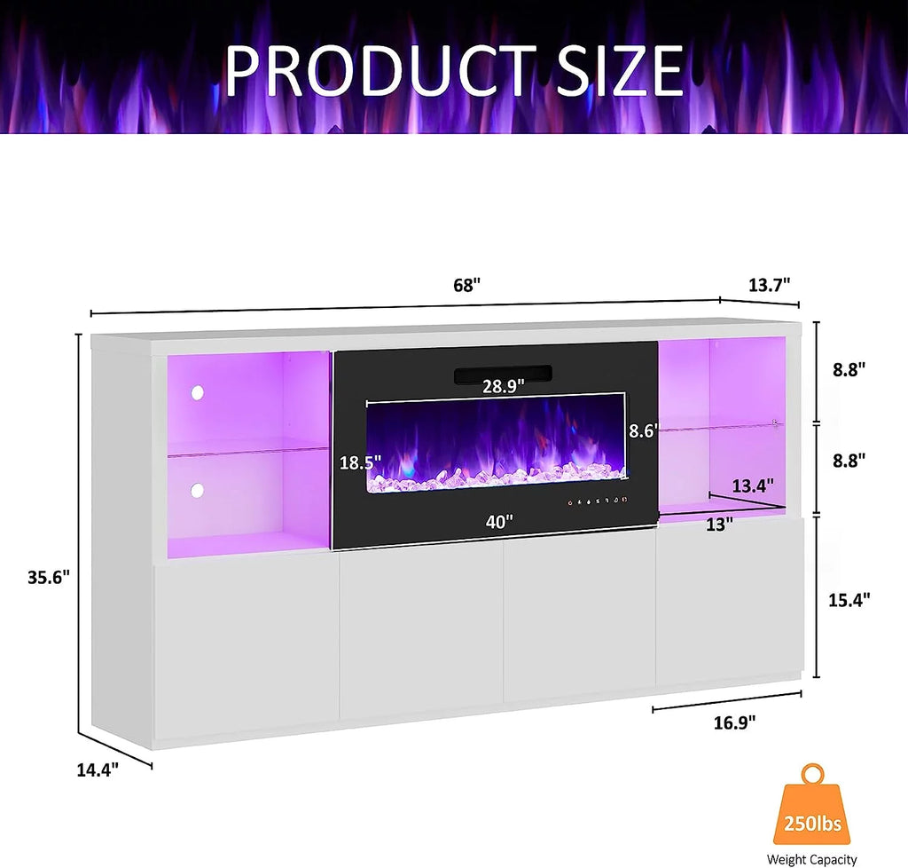 68" Fireplace TV Stand with 40" Electric Fireplace D2052