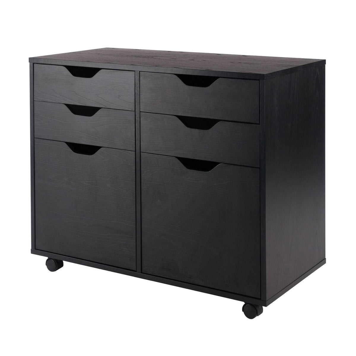 Black 2-Section Mobile Storage Cabinet K418