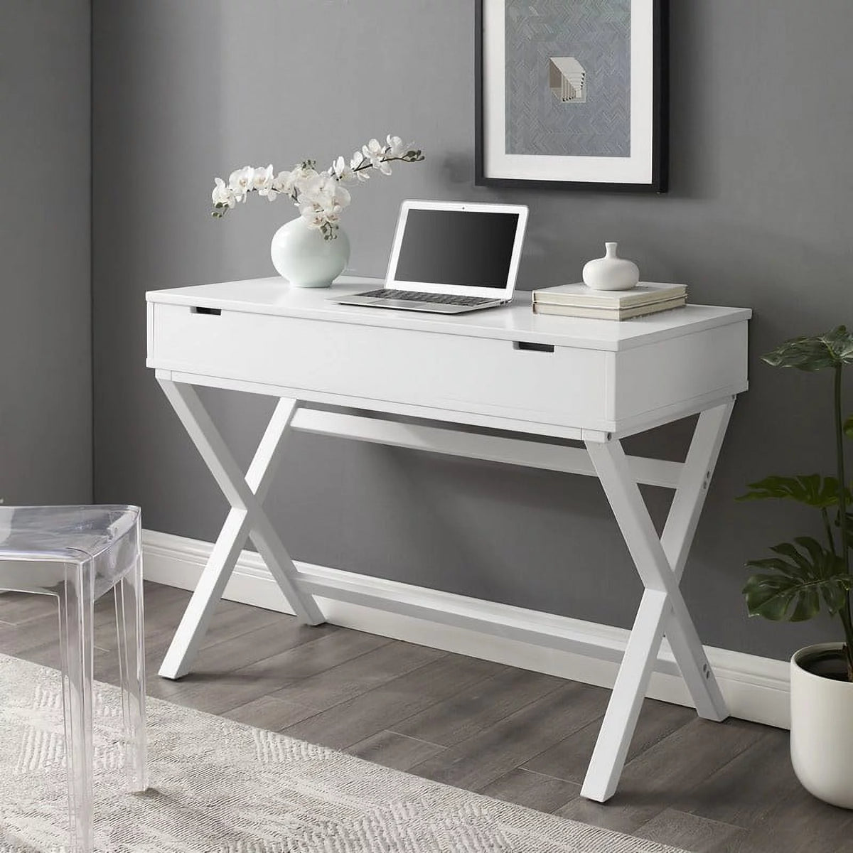 White Lift Top Writing Desk Q365466