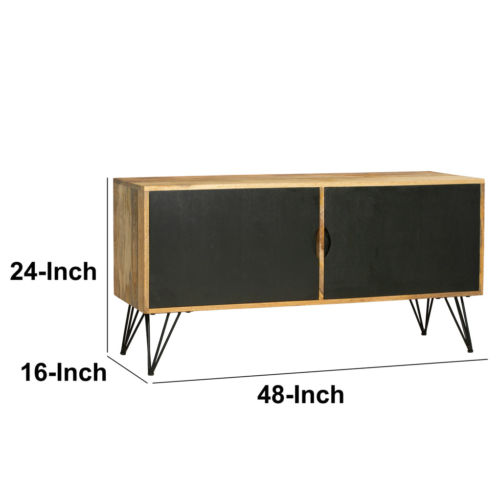 Oak Brown and Black TV Entertainment Unit with 2 Doors K1257