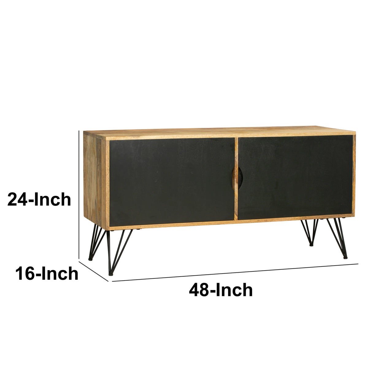 Oak Brown and Black TV Entertainment Unit with 2 Doors K1257