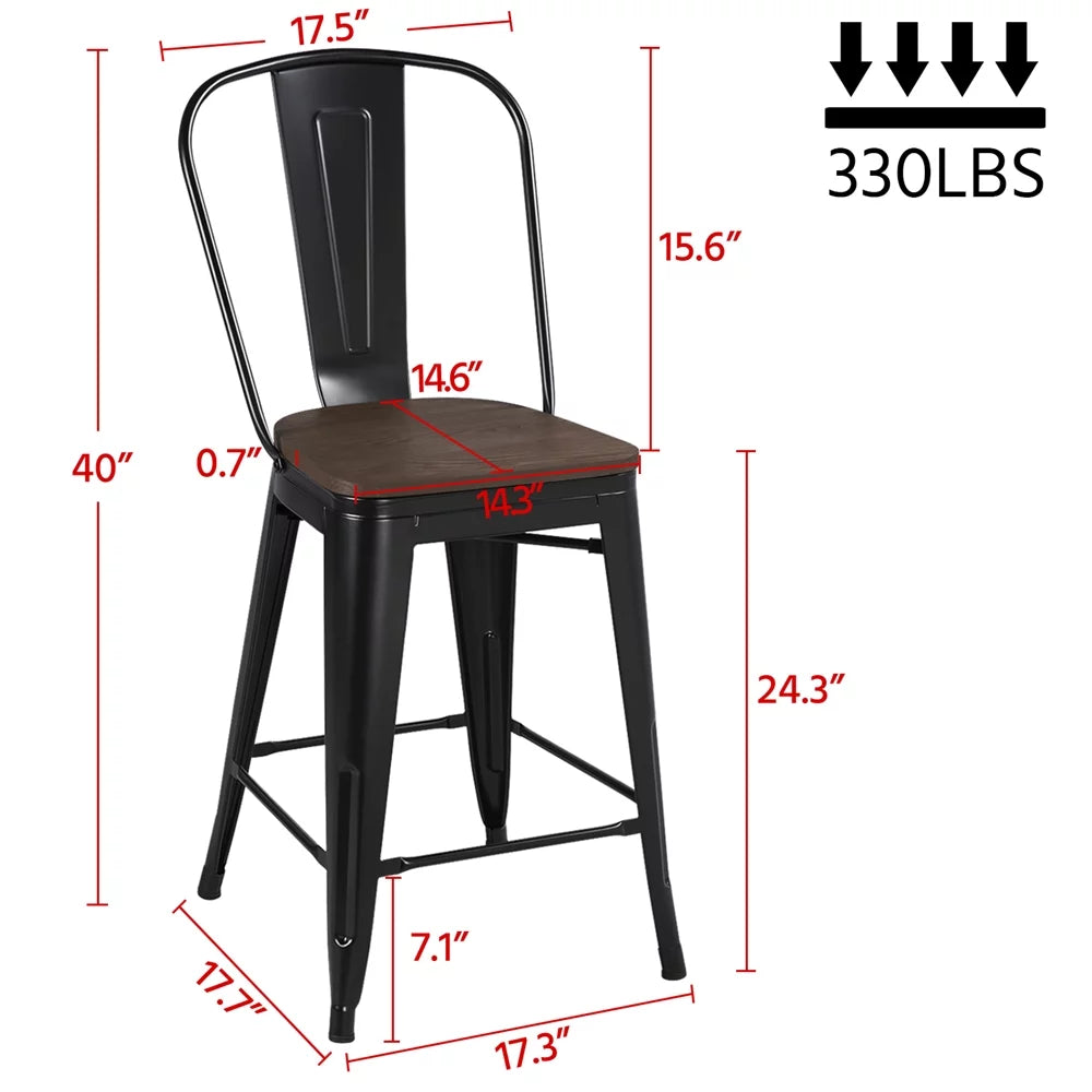 Black Metal Dining Chairs Set of 4 T3397