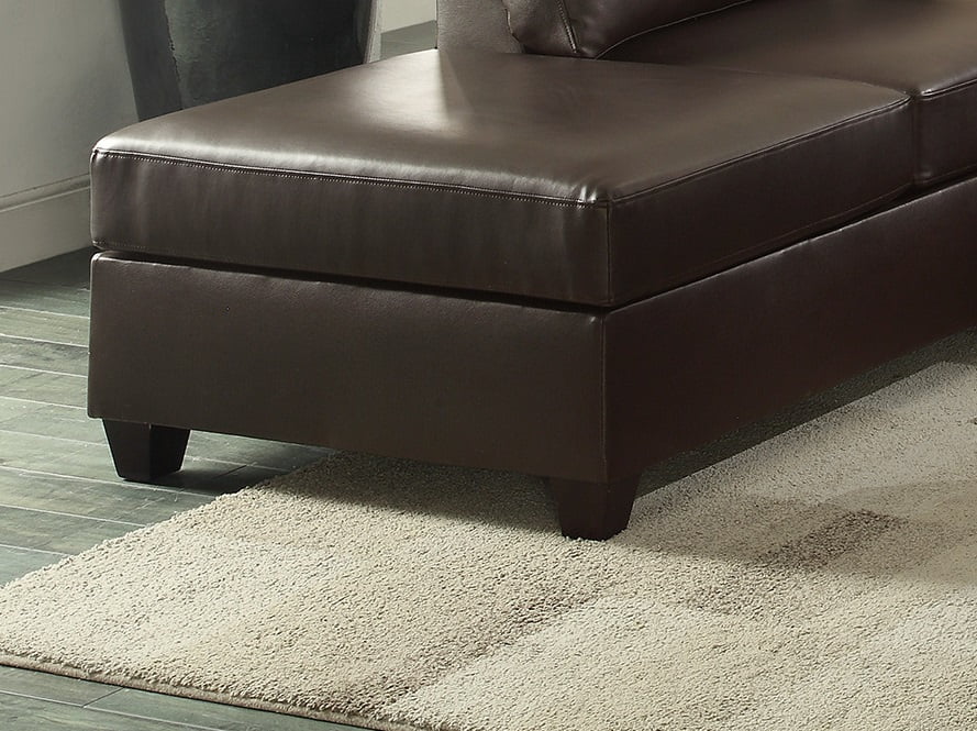 Espresso Faux Leather Sectional Sofa V9143