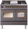 40 Dual Fuel Natural Gas Range Matte Graphite Brass Trim V584