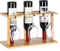 Bamboo Wine Rack Holds 3 Bottles & 3 Glasses H722173