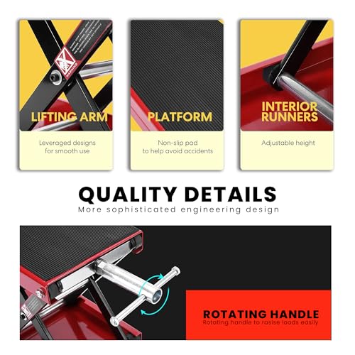 Motorcycle Powersports Stand Lift Scissor Jack Steel 1100 LBS Capacity Red W9546