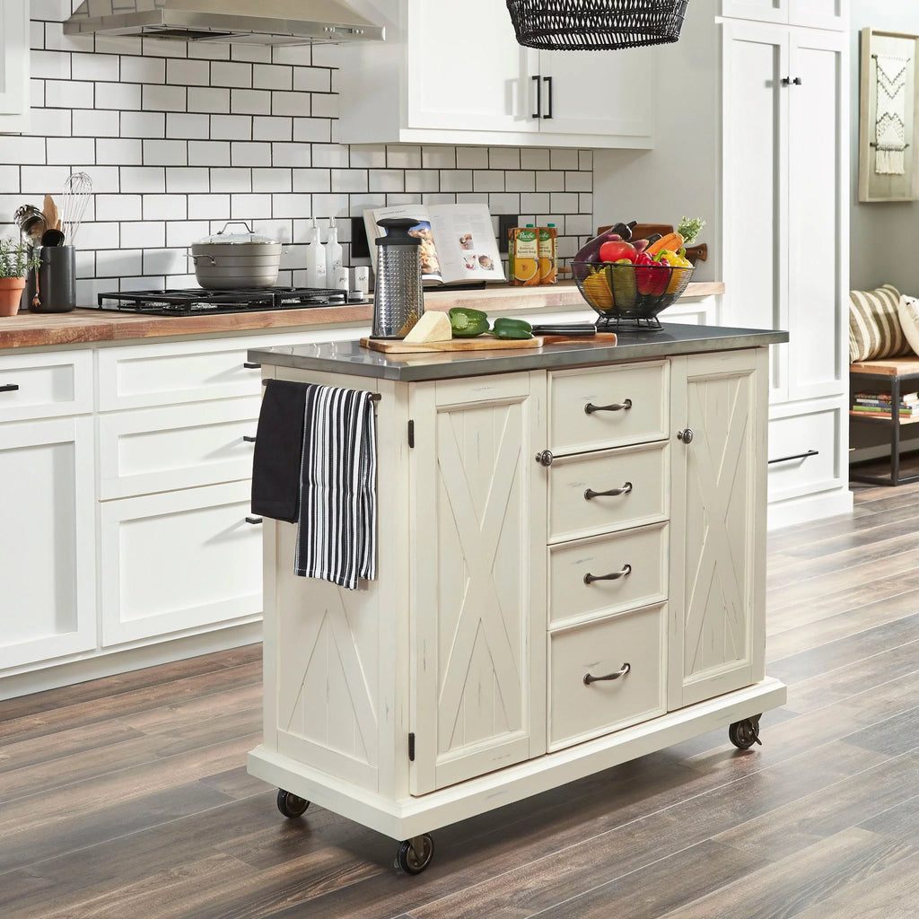 White Wood Kitchen Cart G97155