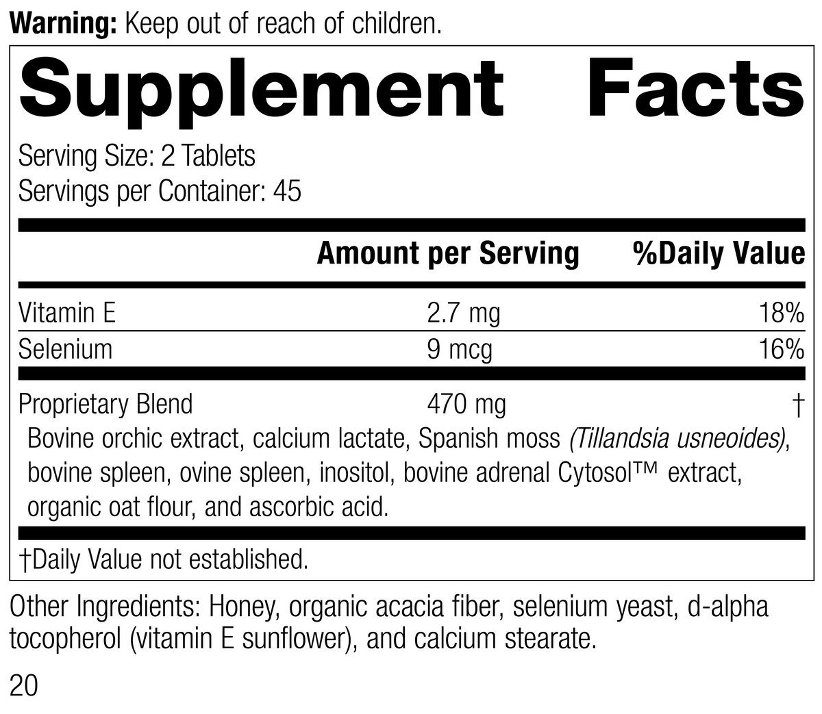 90 Tablets L9542