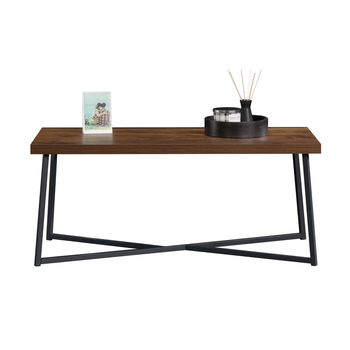 Metal Coffee Table, Grand Walnut Finish Q40880