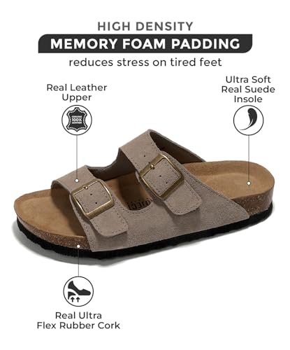 Genuine Leather Flat Sandals Women Memory Foam V391