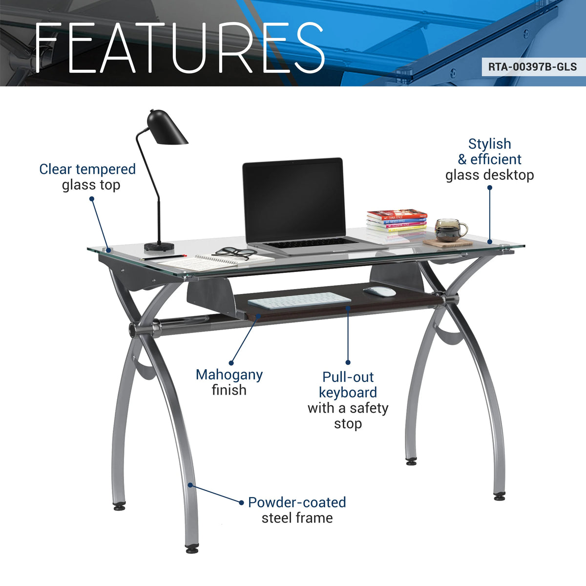 Desk with Pull Out Keyboard Panel U9364
