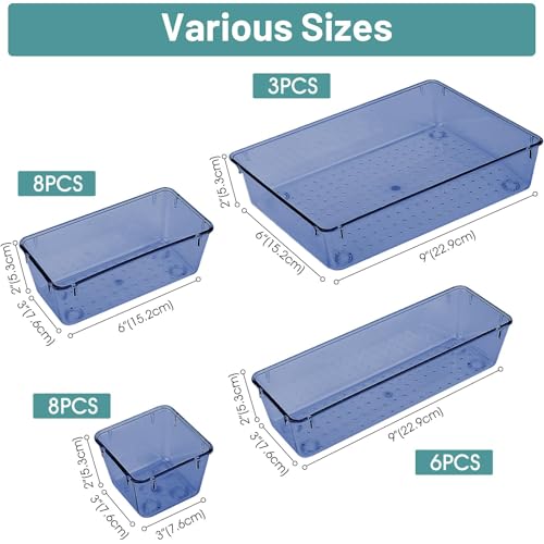 25 PCS Clear Plastic Drawer Organizer Set, 4 Sizes A640440