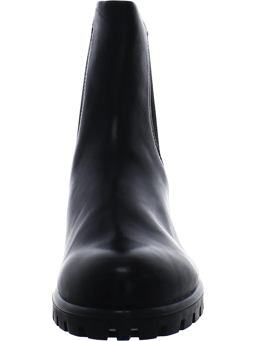 Black Cushioned Lug Sole Round Toe Leather Chelsea R380