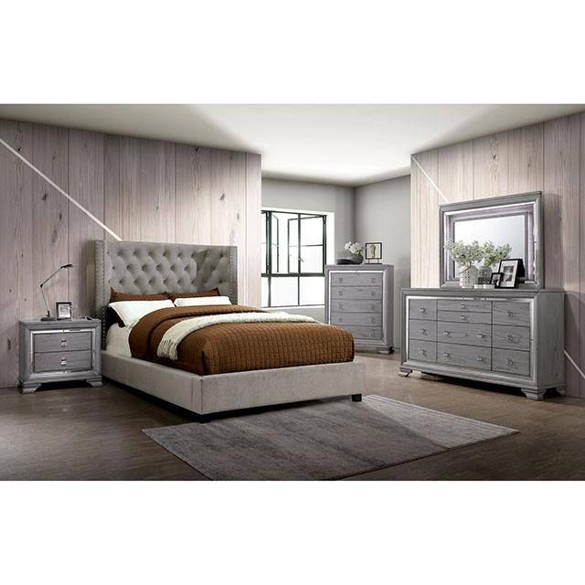 Gray Transitional Queen Bed W87969
